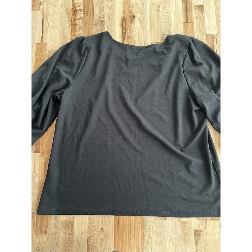 Eloquii Short Puffy Sleeve Top Stretch Elegant Classic Elevated Black 20 - Picture 3 of 8